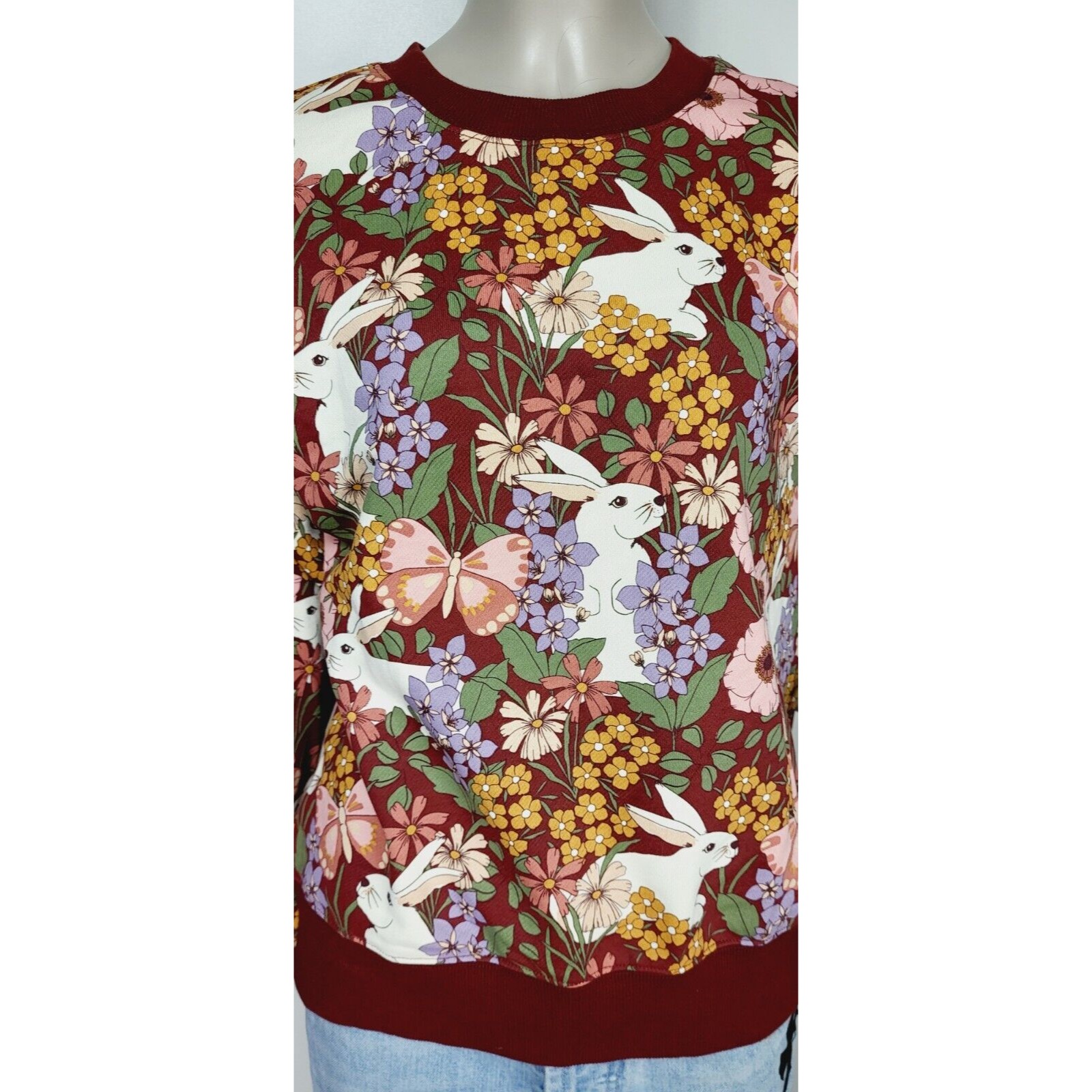 Princess Highway Garden Rabbit Crewneck Chocolate Pullover Sweater Size 8 — image 7 of 8